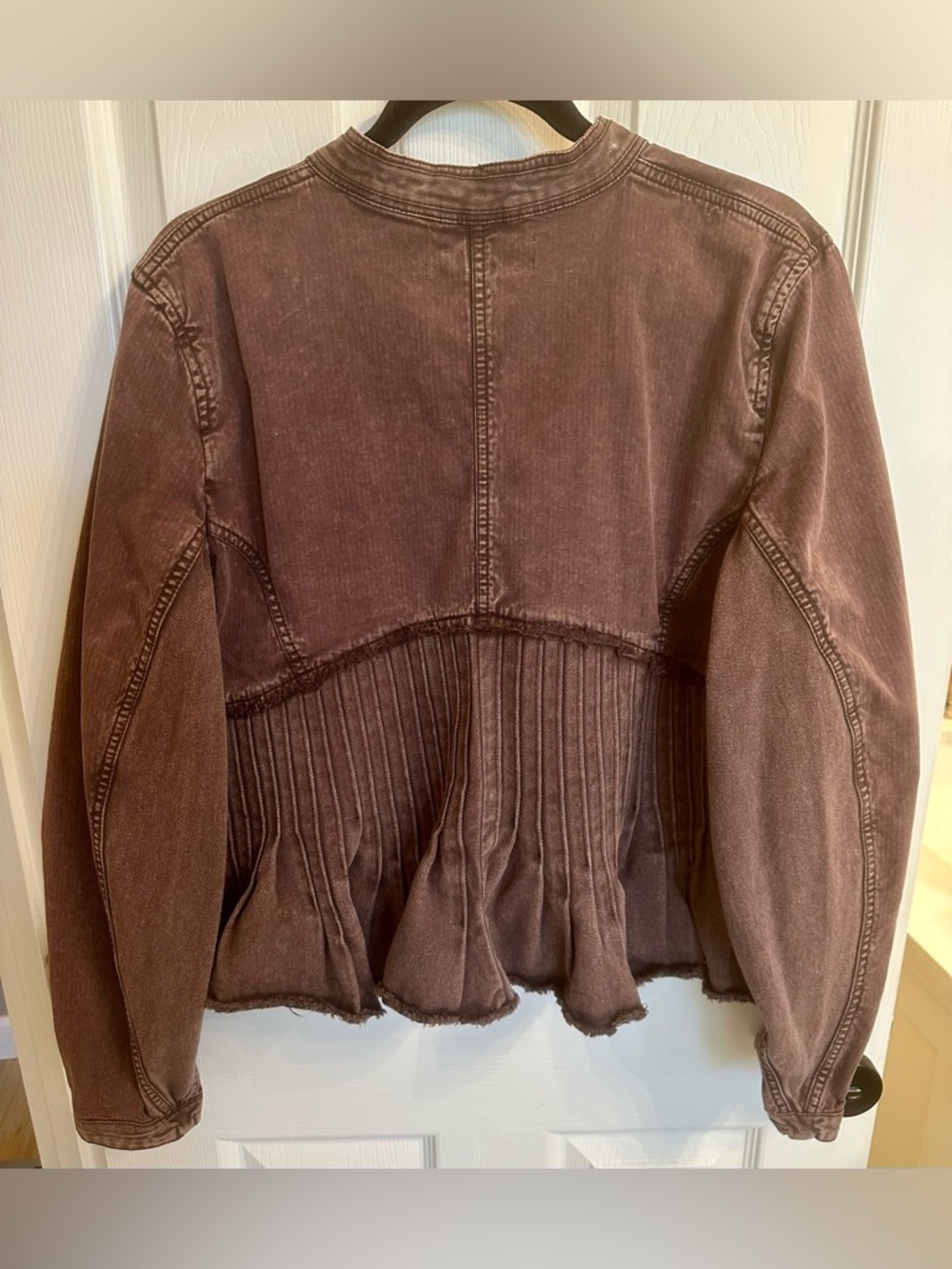 Free People Cassidy Pleated Jacket in Distressed Plum Size L $168 - Picture 4 of 4